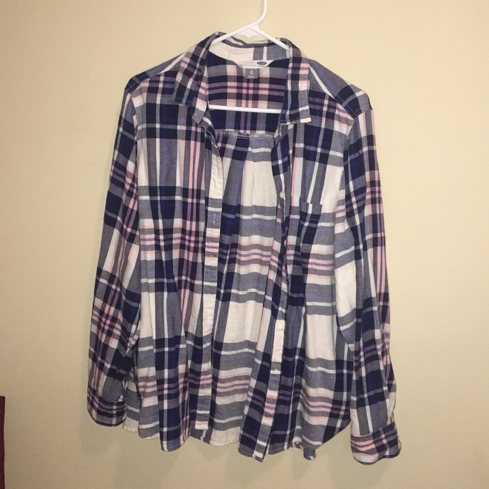 Navy/pink/white Flannel